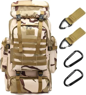 70L Waterproof Hiking Daypack Large Hiking Backpack, Hunting Camping Rucksack Backpack for Men Outdoor Sports Backpack (Plateau Camouflage)