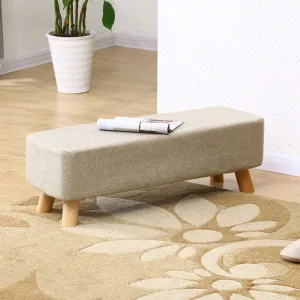 81cm Wide 32 Inch Beige Bedroom Bench Linen with Wooden Legs