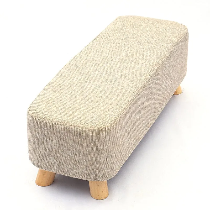 81cm Wide 32 Inch Beige Bedroom Bench Linen with Wooden Legs
