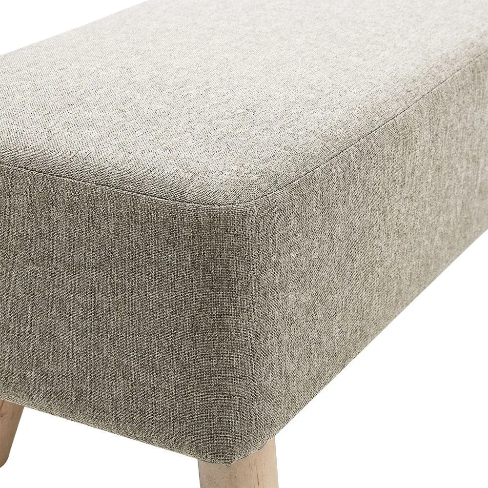 81cm Wide 32 Inch Beige Bedroom Bench Linen with Wooden Legs