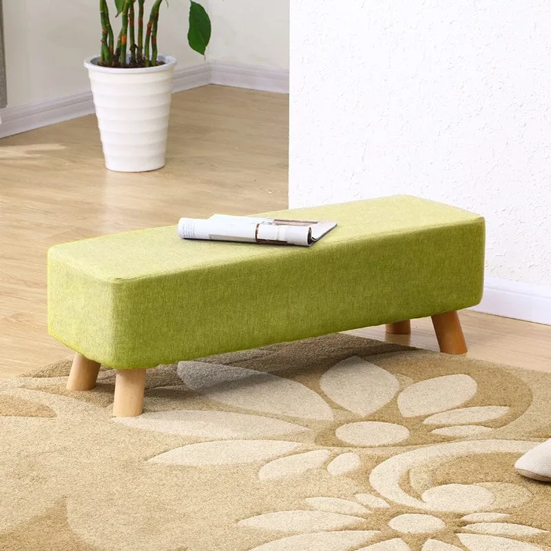 81cm Wide Rectangular Tofu-shaped Footrest with Solid Wooden Legs