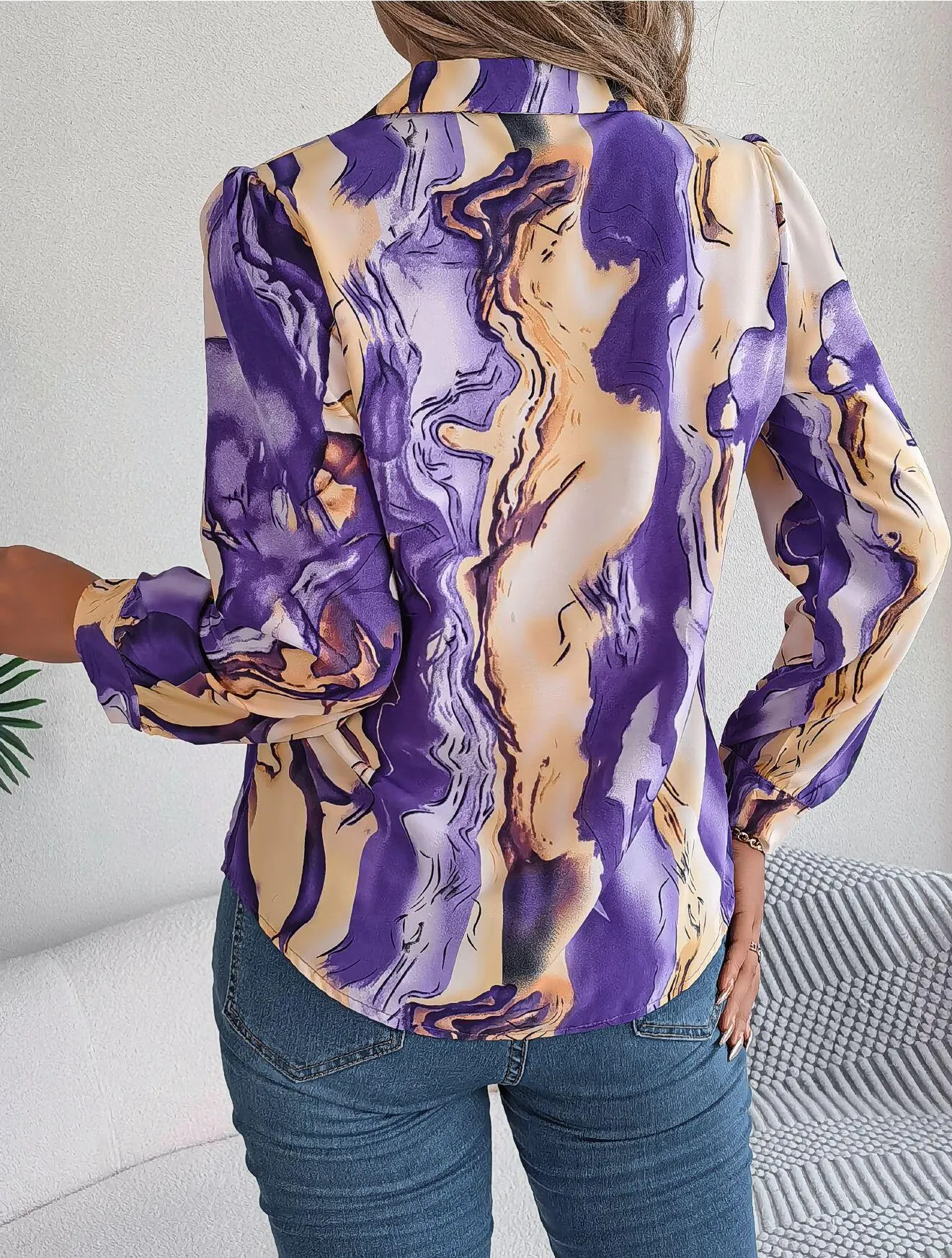 Abstract Print Button Down Shirt