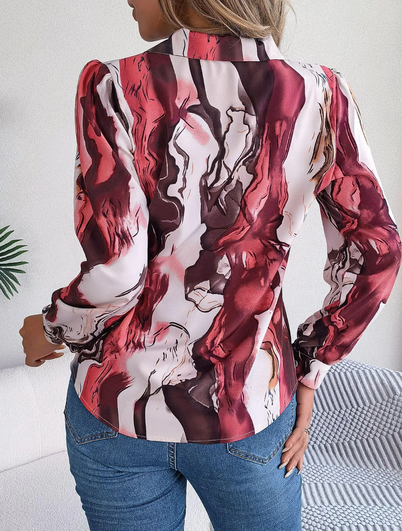 Abstract Print Button Down Shirt
