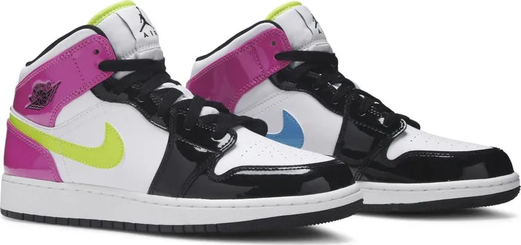 Air Jordan 1 Mid SE GS Cyber Active Fuchsia sneakers, white