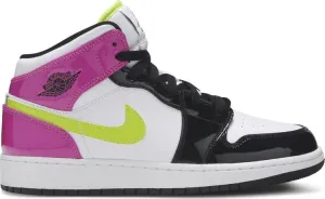 Air Jordan 1 Mid SE GS Cyber Active Fuchsia sneakers, white