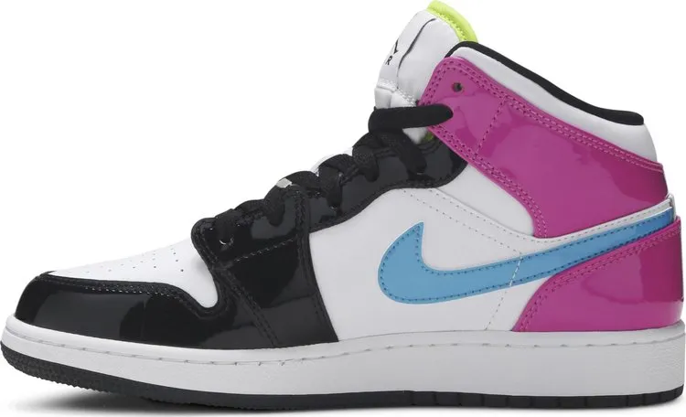 Air Jordan 1 Mid SE GS Cyber Active Fuchsia sneakers, white