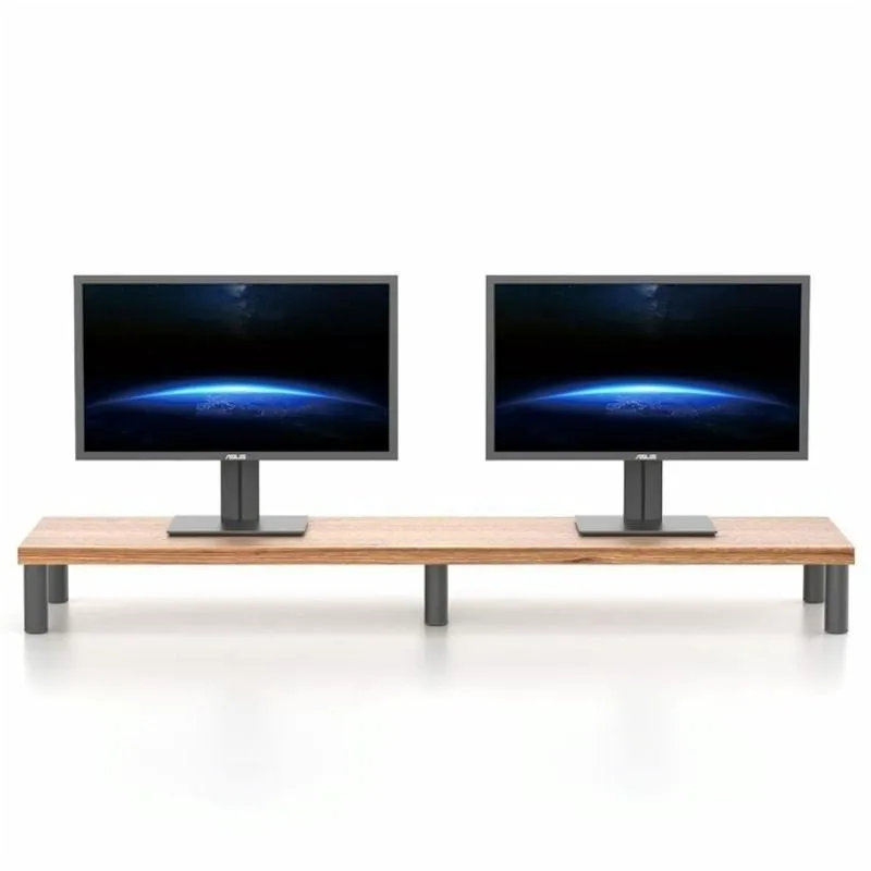 Aluminum Alloy Desktop Monitor Stand with Wooden Plate Riser