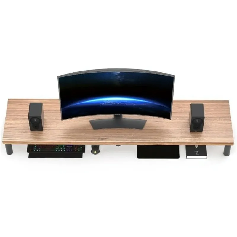 Aluminum Alloy Desktop Monitor Stand with Wooden Plate Riser
