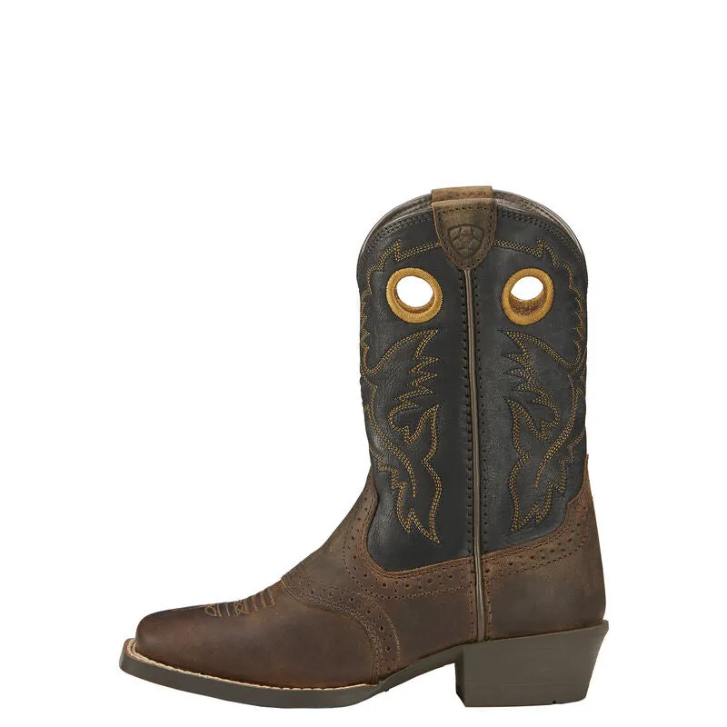 Ariat Youth Heritage Roughstock Western Boots - Distressed Brown