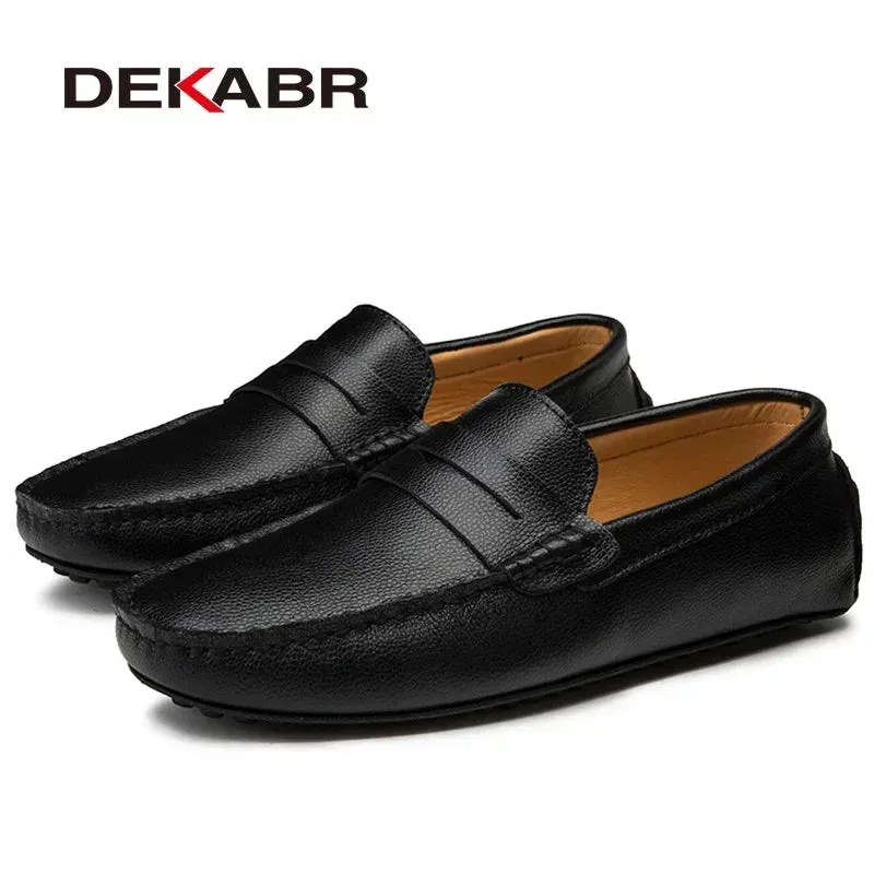 Big Size  Men Loafers Real Leather Fashion Boat Shoes