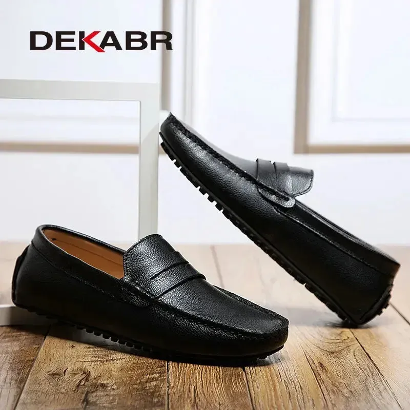 Big Size  Men Loafers Real Leather Fashion Boat Shoes