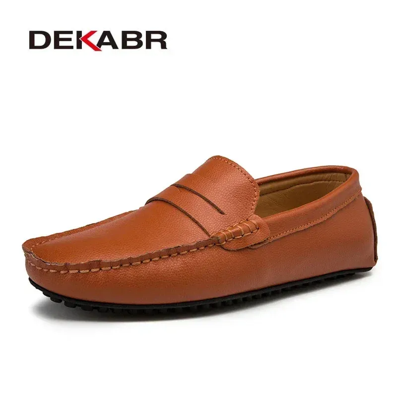 Big Size  Men Loafers Real Leather Fashion Boat Shoes