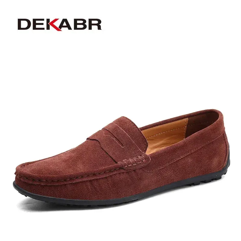 Big Size  Men Loafers Real Leather Fashion Boat Shoes