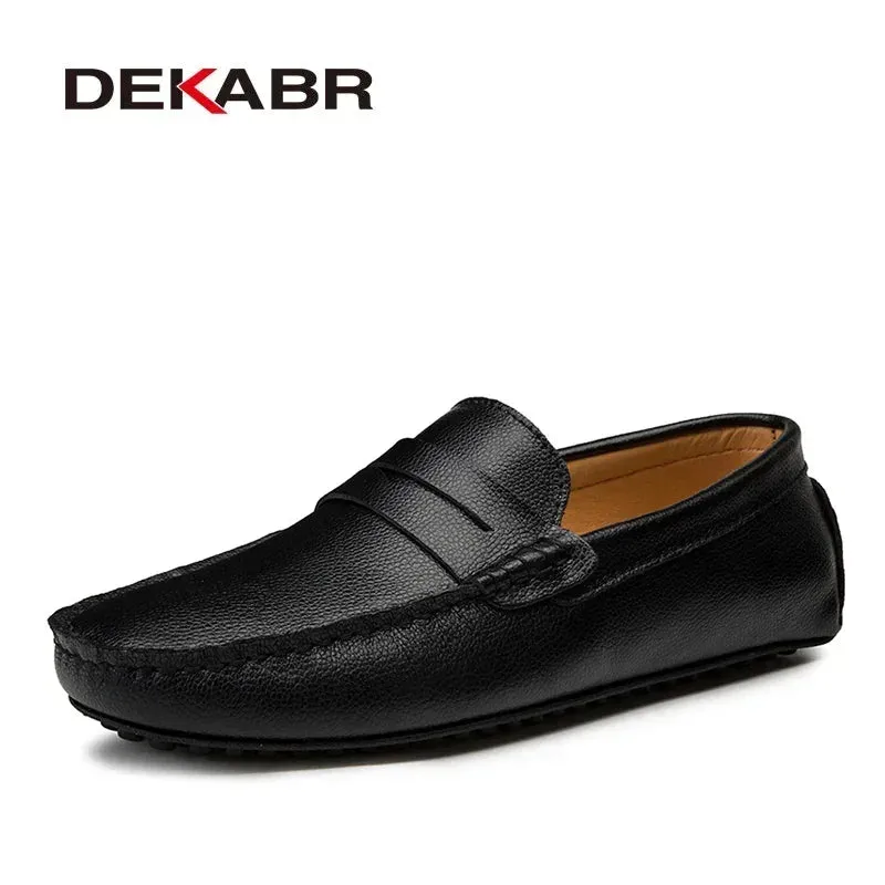Big Size  Men Loafers Real Leather Fashion Boat Shoes