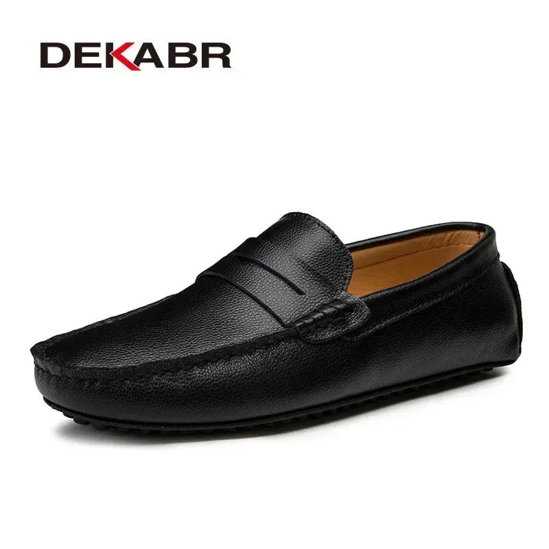 Big Size  Men Loafers Real Leather Fashion Boat Shoes