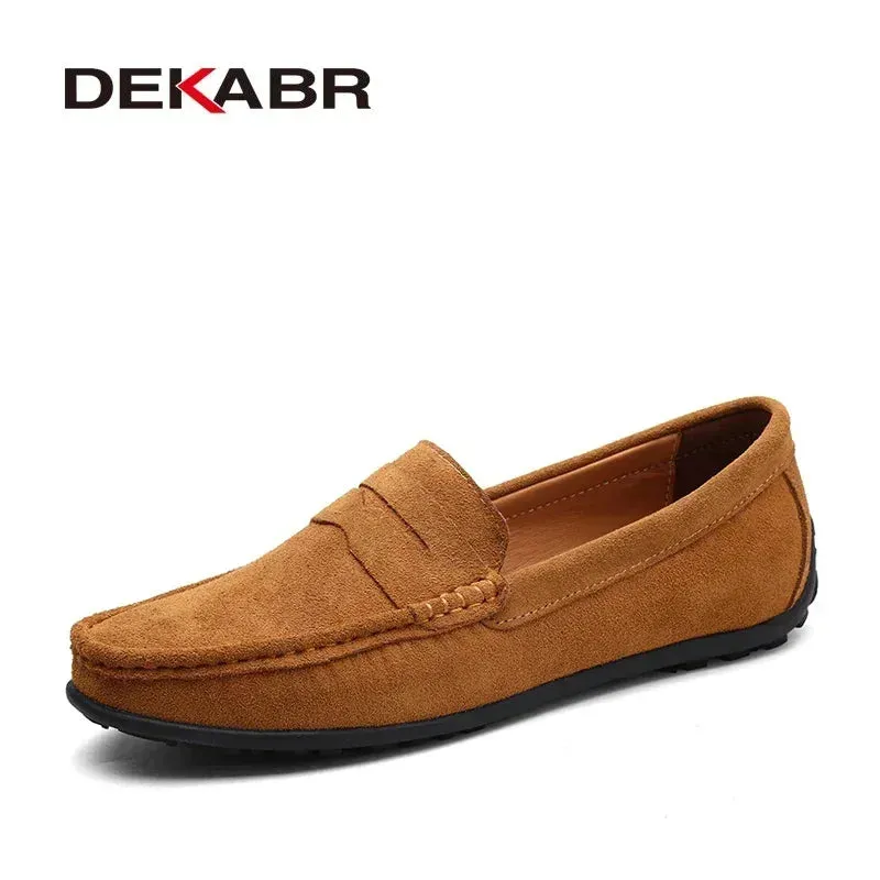 Big Size  Men Loafers Real Leather Fashion Boat Shoes