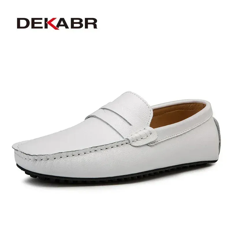 Big Size  Men Loafers Real Leather Fashion Boat Shoes