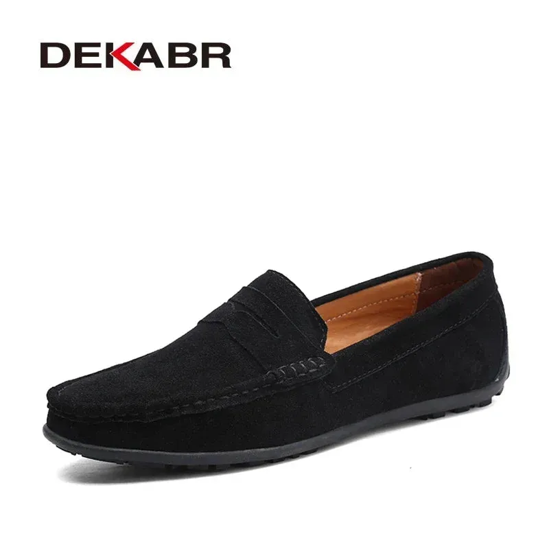 Big Size  Men Loafers Real Leather Fashion Boat Shoes
