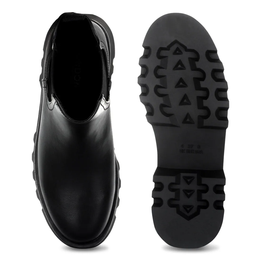 Black Chunky Chelsea Boots
