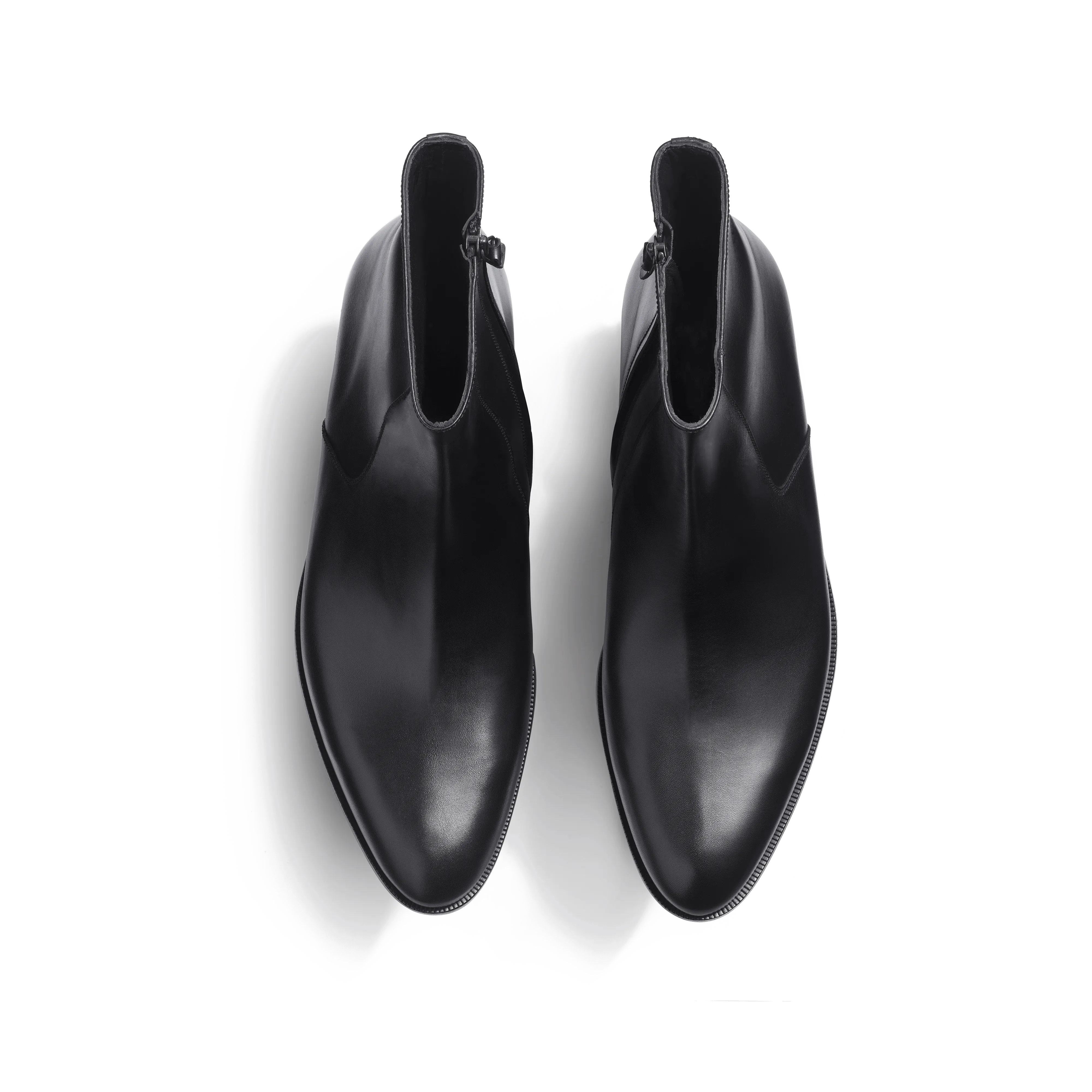 Bottine zippée West [homme cuir lisse noir]