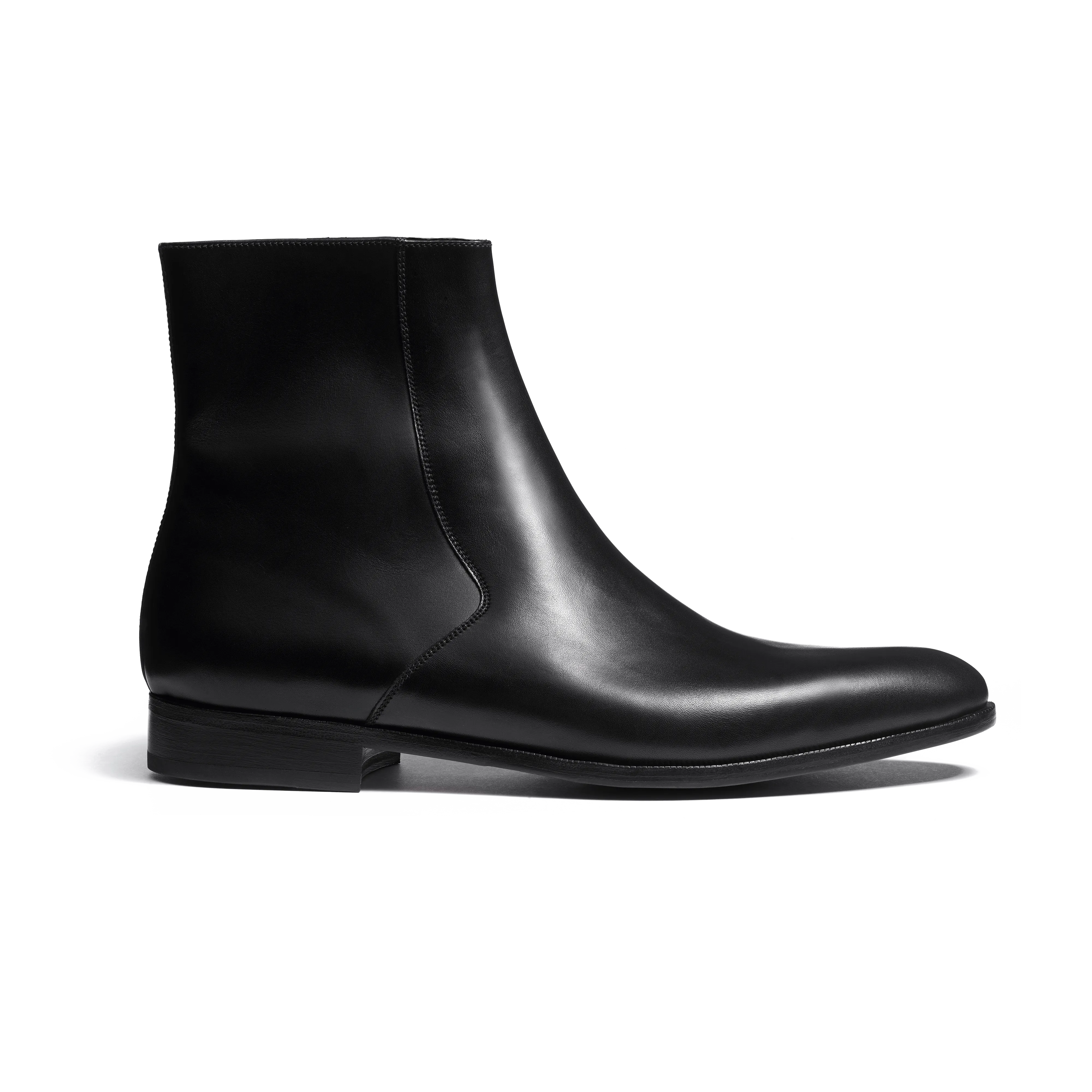 Bottine zippée West [homme cuir lisse noir]