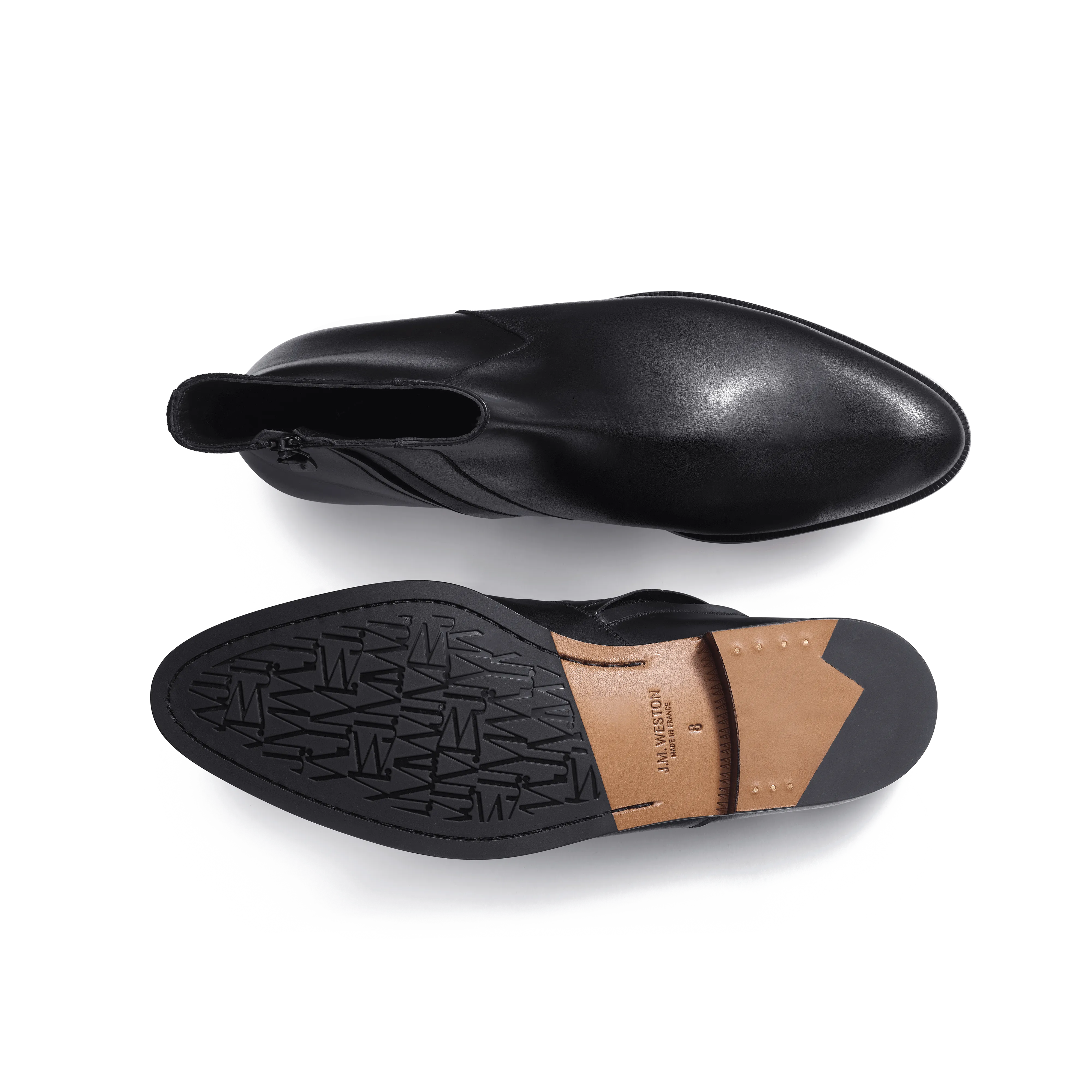 Bottine zippée West [homme cuir lisse noir]