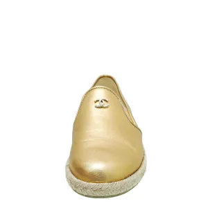 Chanel Metallic Gold CC Flat Espadrille 38.5