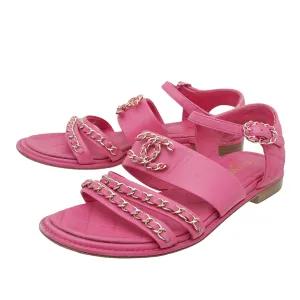 Chanel Pink CC Chain Slides Sandal 36.5