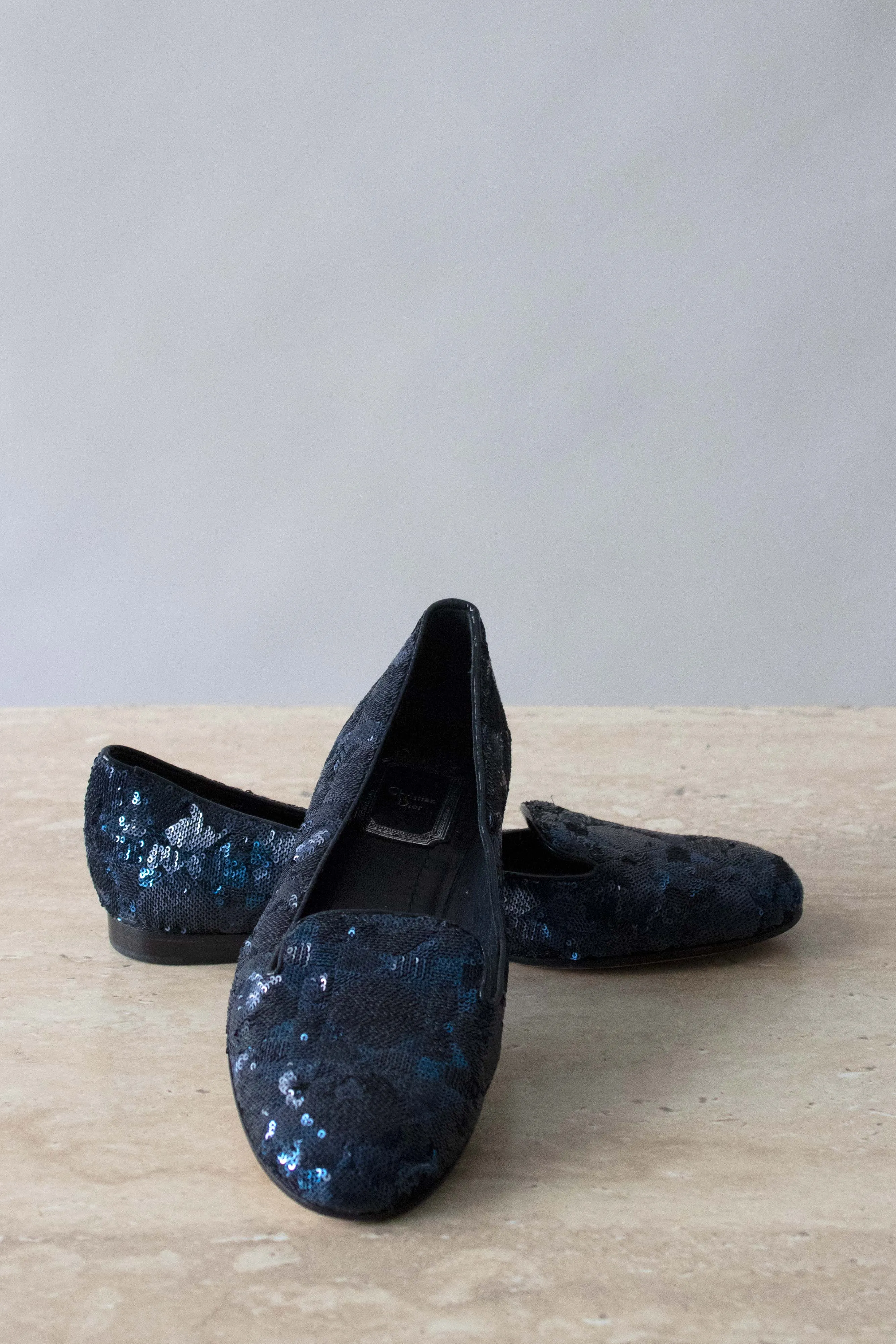 Christian Dior Blue Sequin Flats