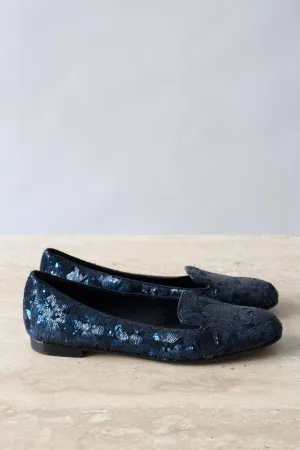 Christian Dior Blue Sequin Flats