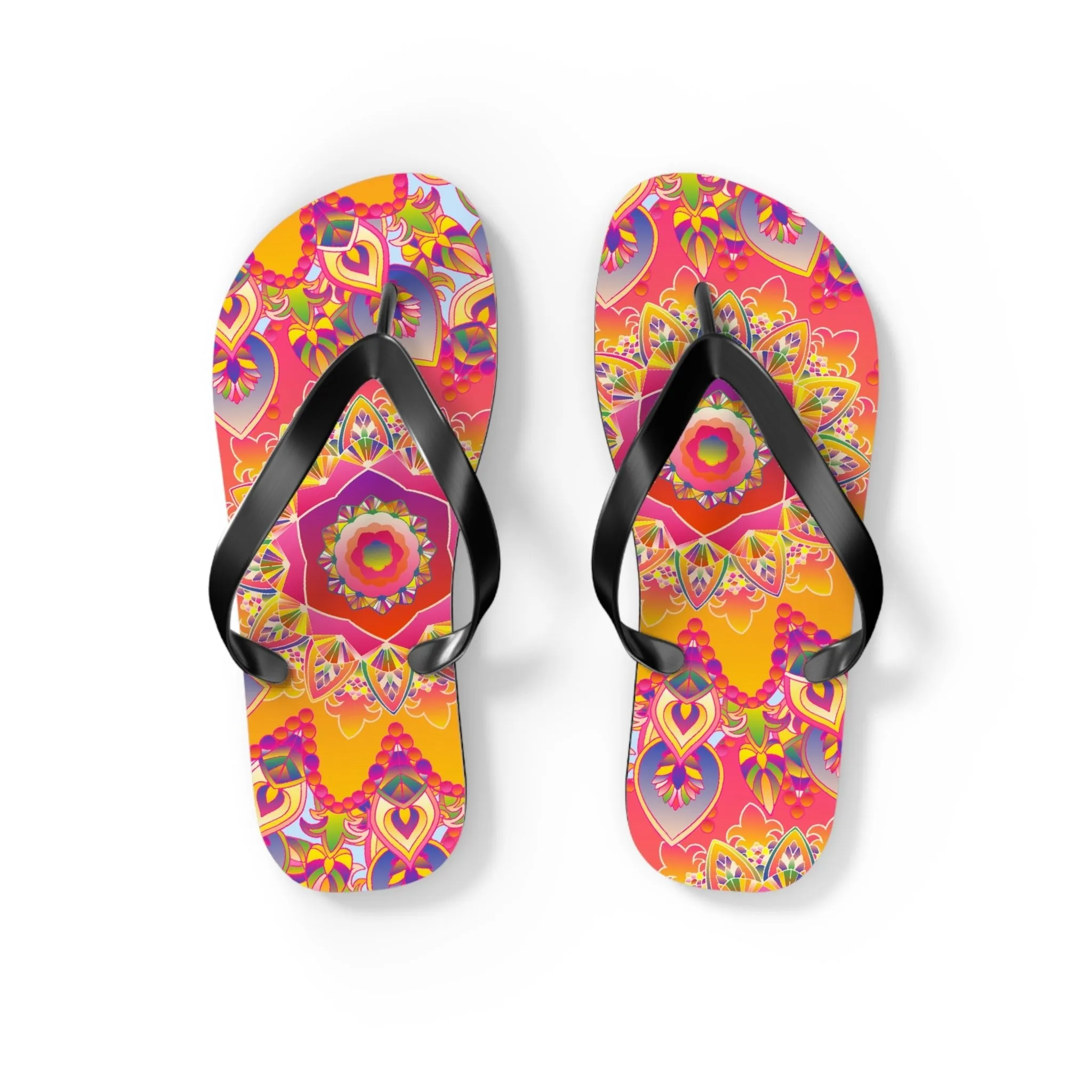 Colorful Mandala Beach Flip Flops
