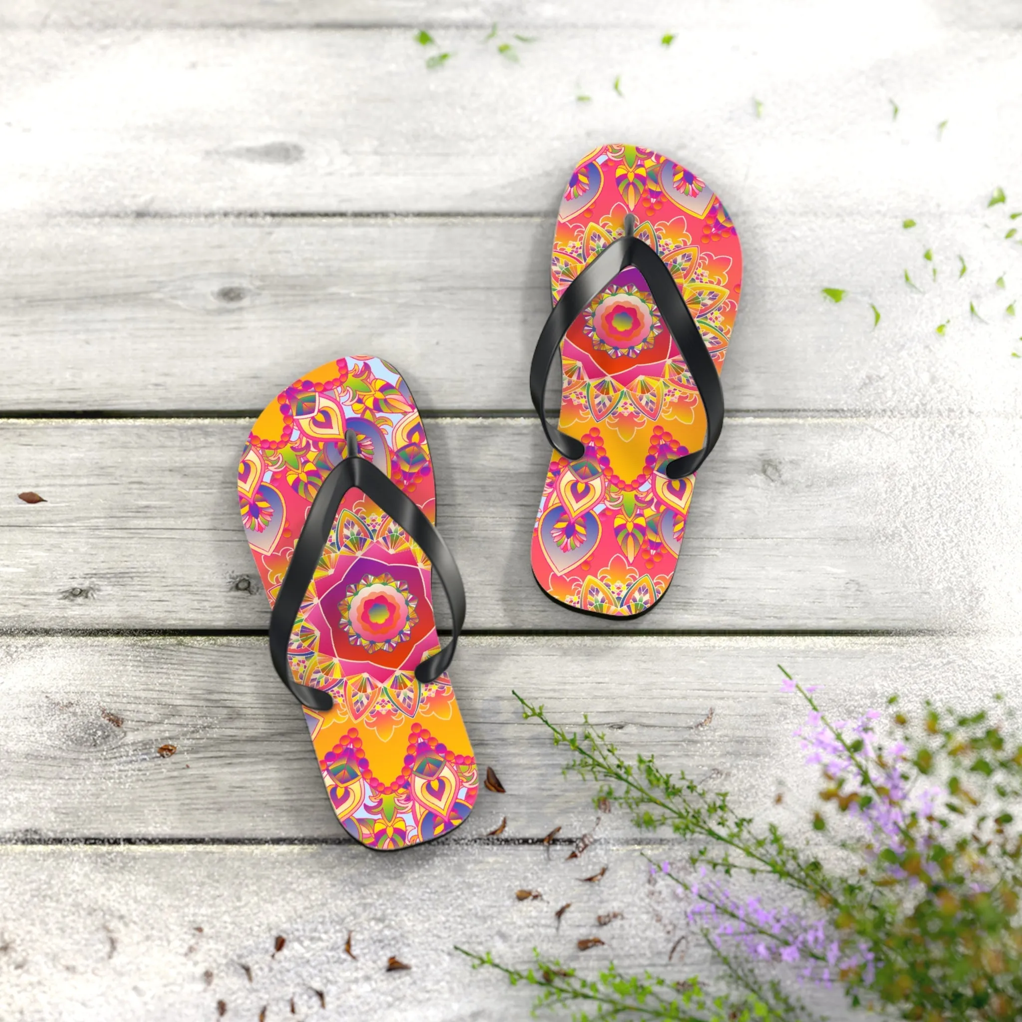 Colorful Mandala Beach Flip Flops