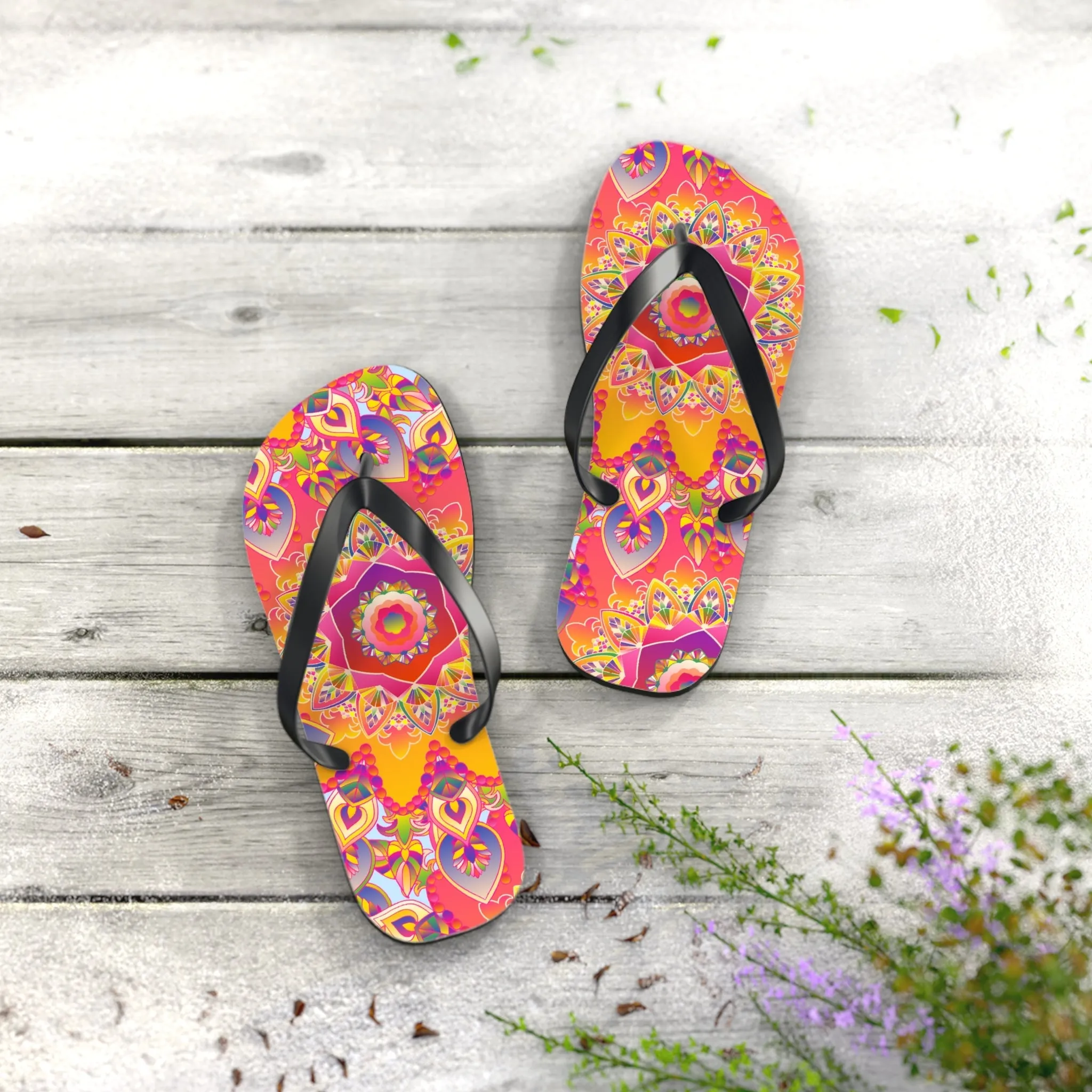 Colorful Mandala Beach Flip Flops