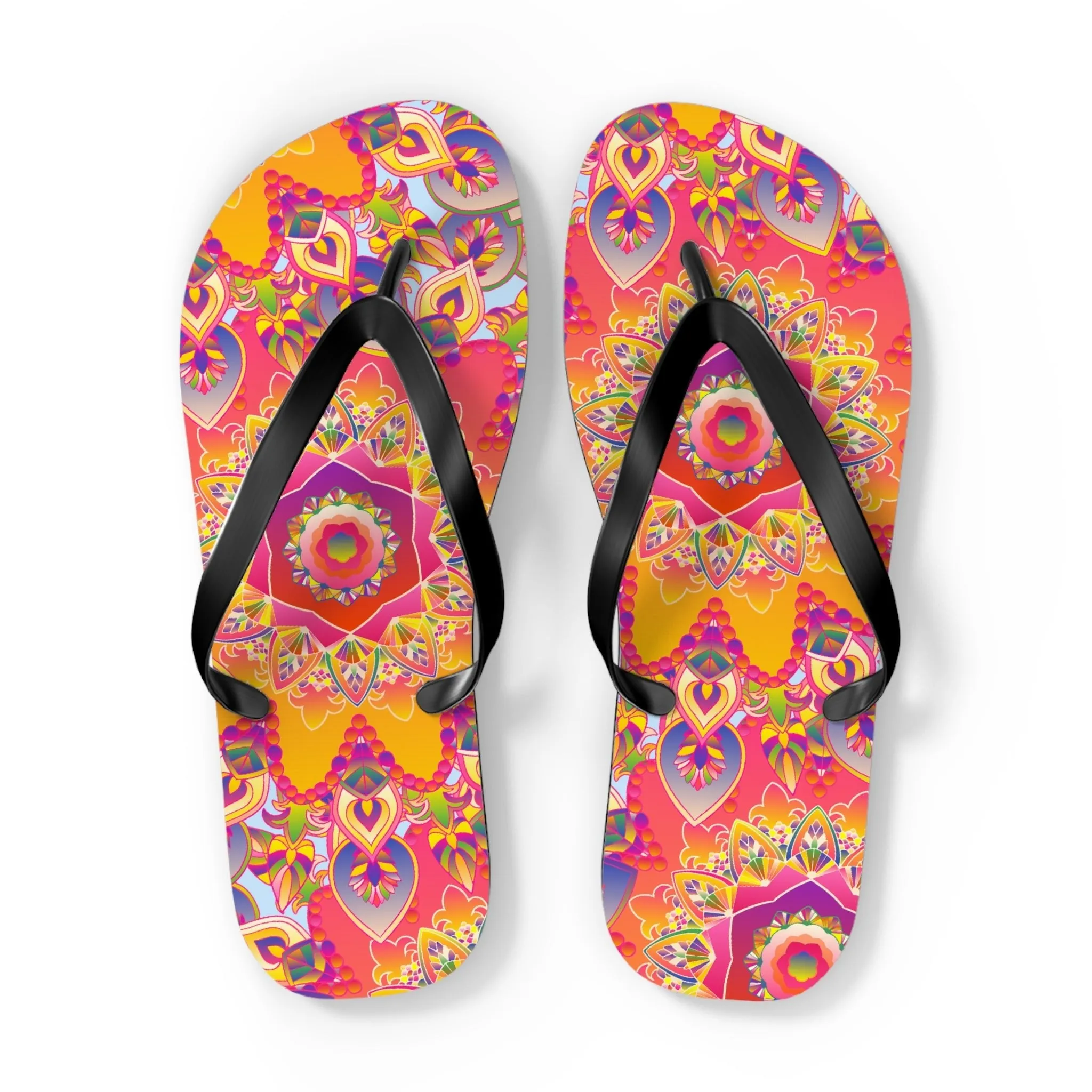 Colorful Mandala Beach Flip Flops