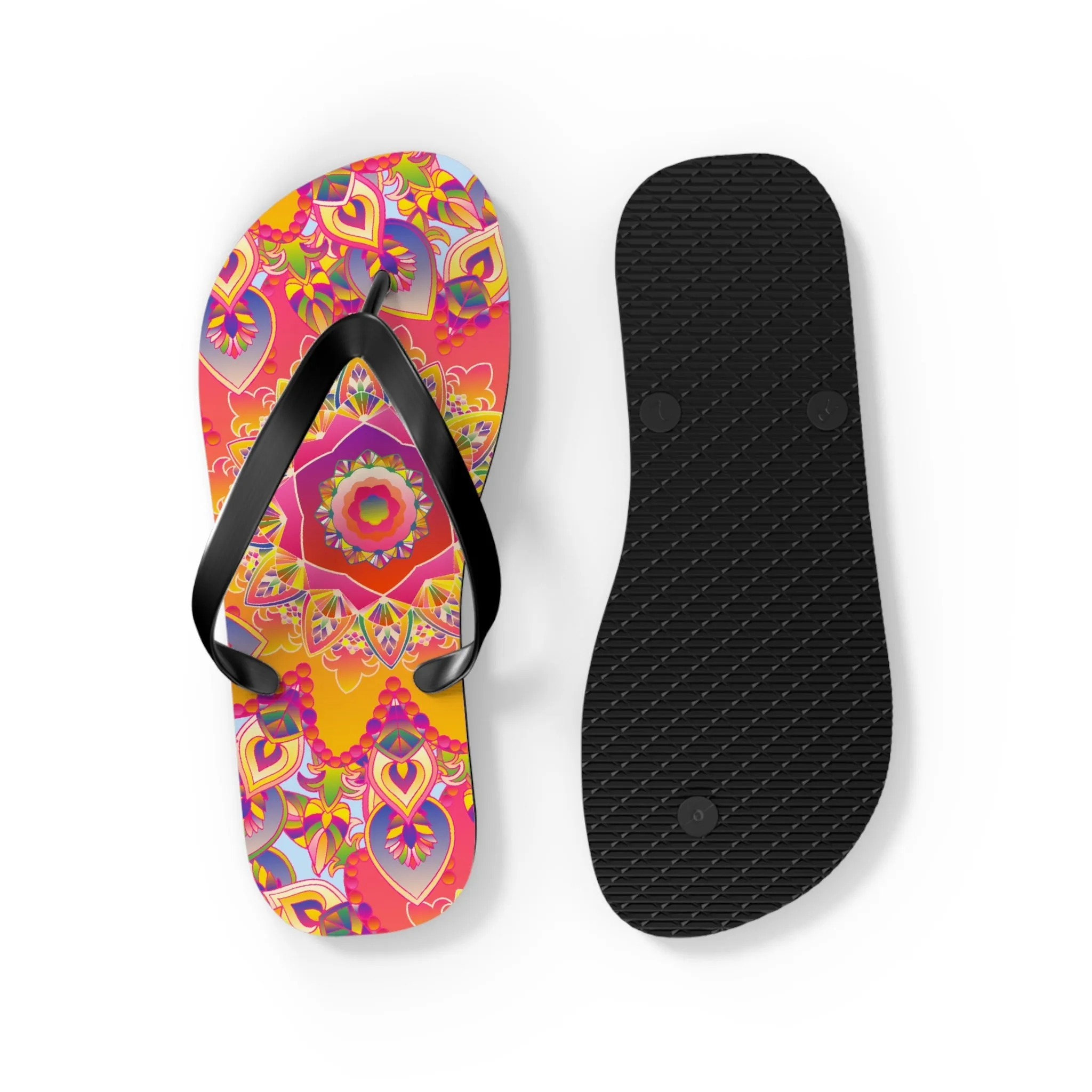 Colorful Mandala Beach Flip Flops