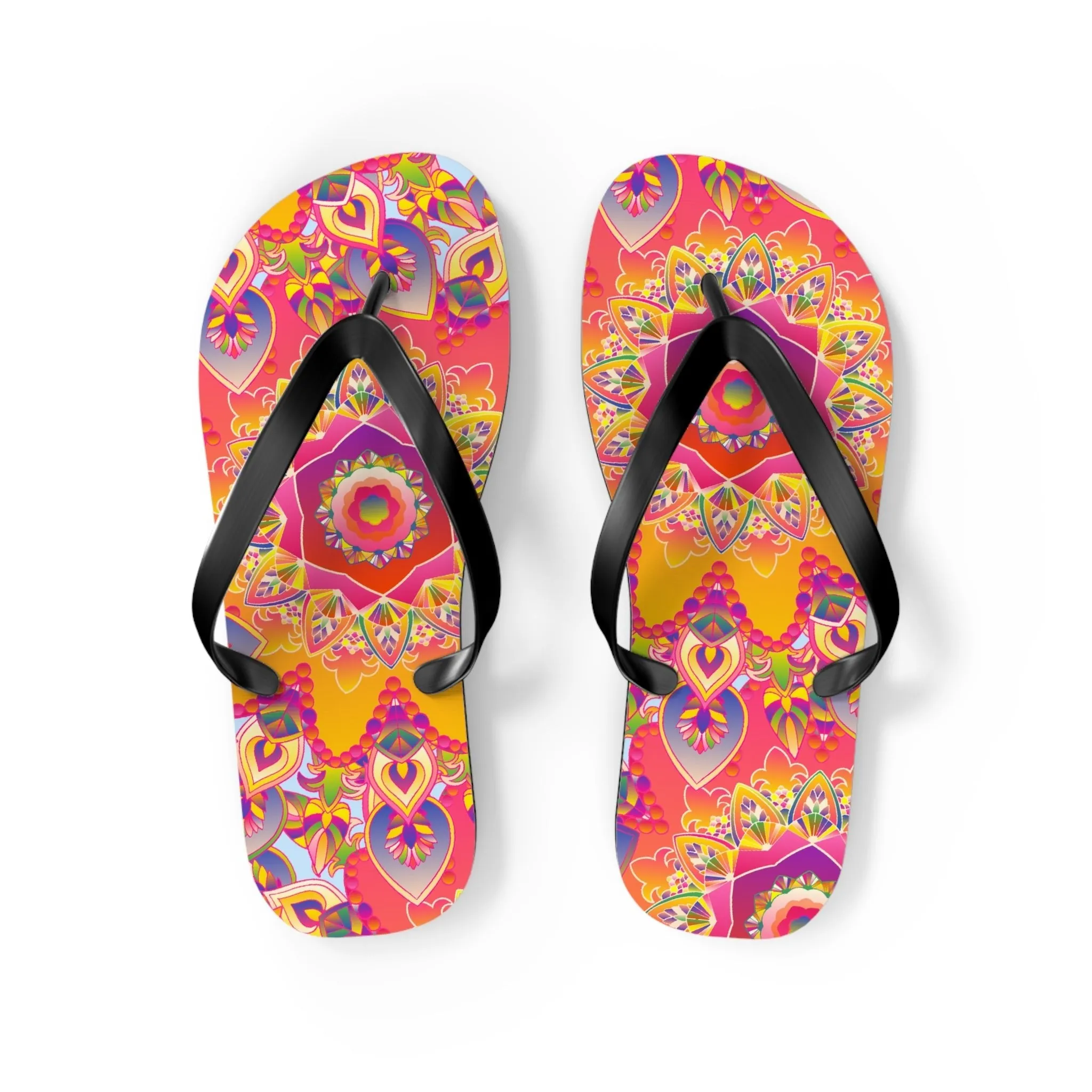 Colorful Mandala Beach Flip Flops