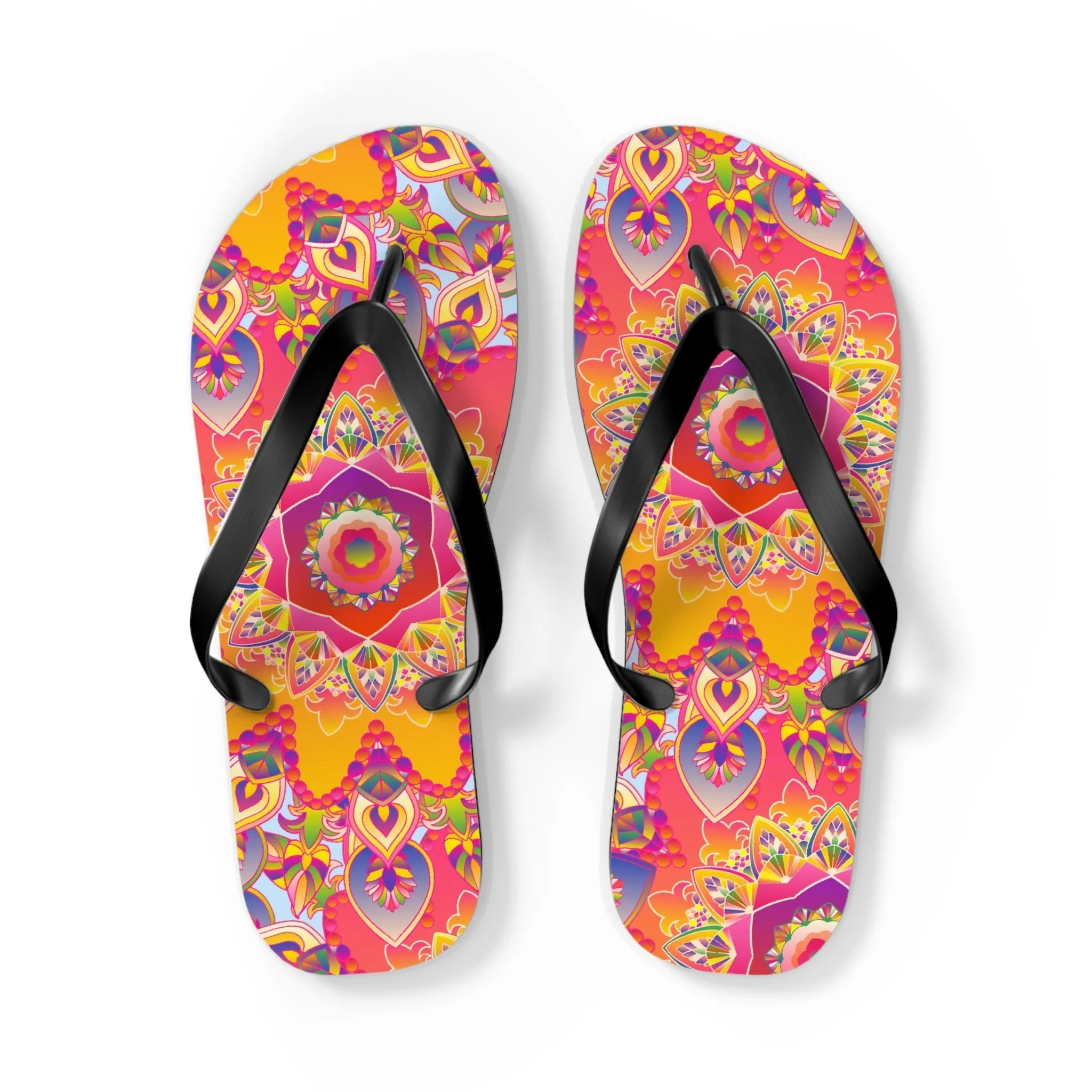 Colorful Mandala Beach Flip Flops