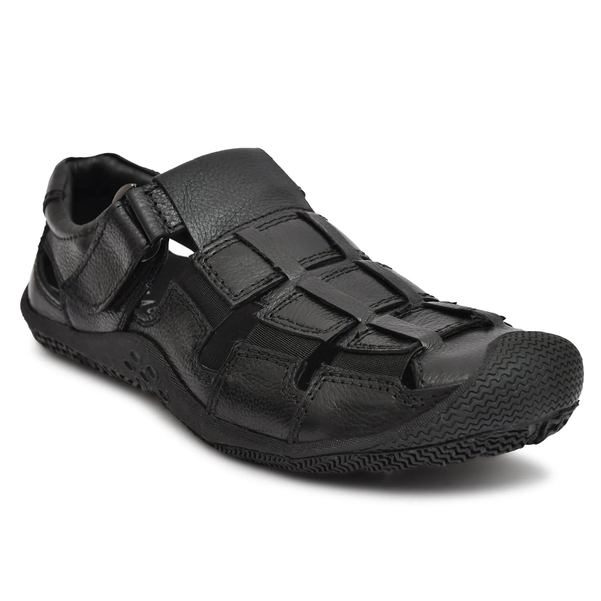 Comfortable and Stylish Black Leather Sandals by Country Maddox