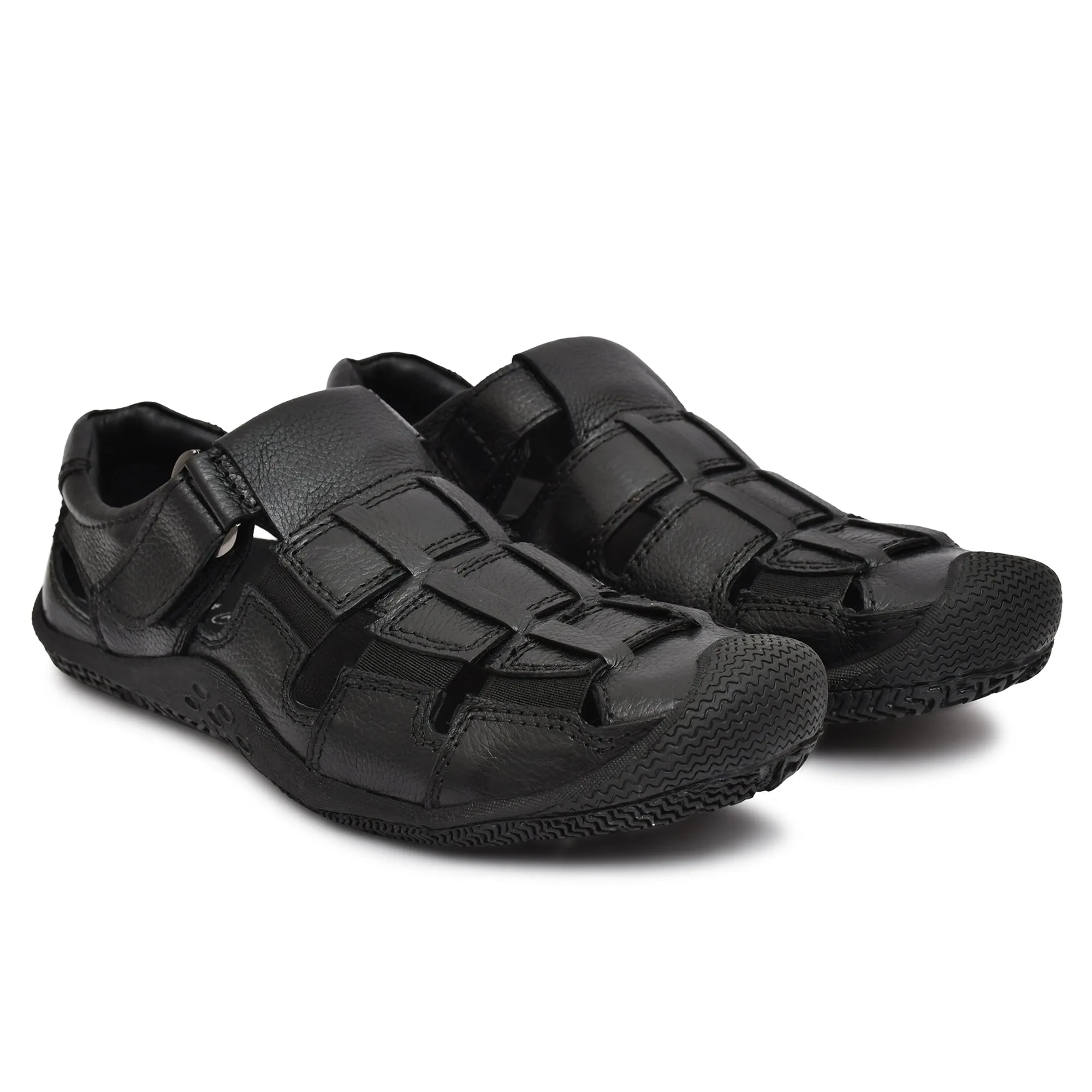 Comfortable and Stylish Black Leather Sandals by Country Maddox