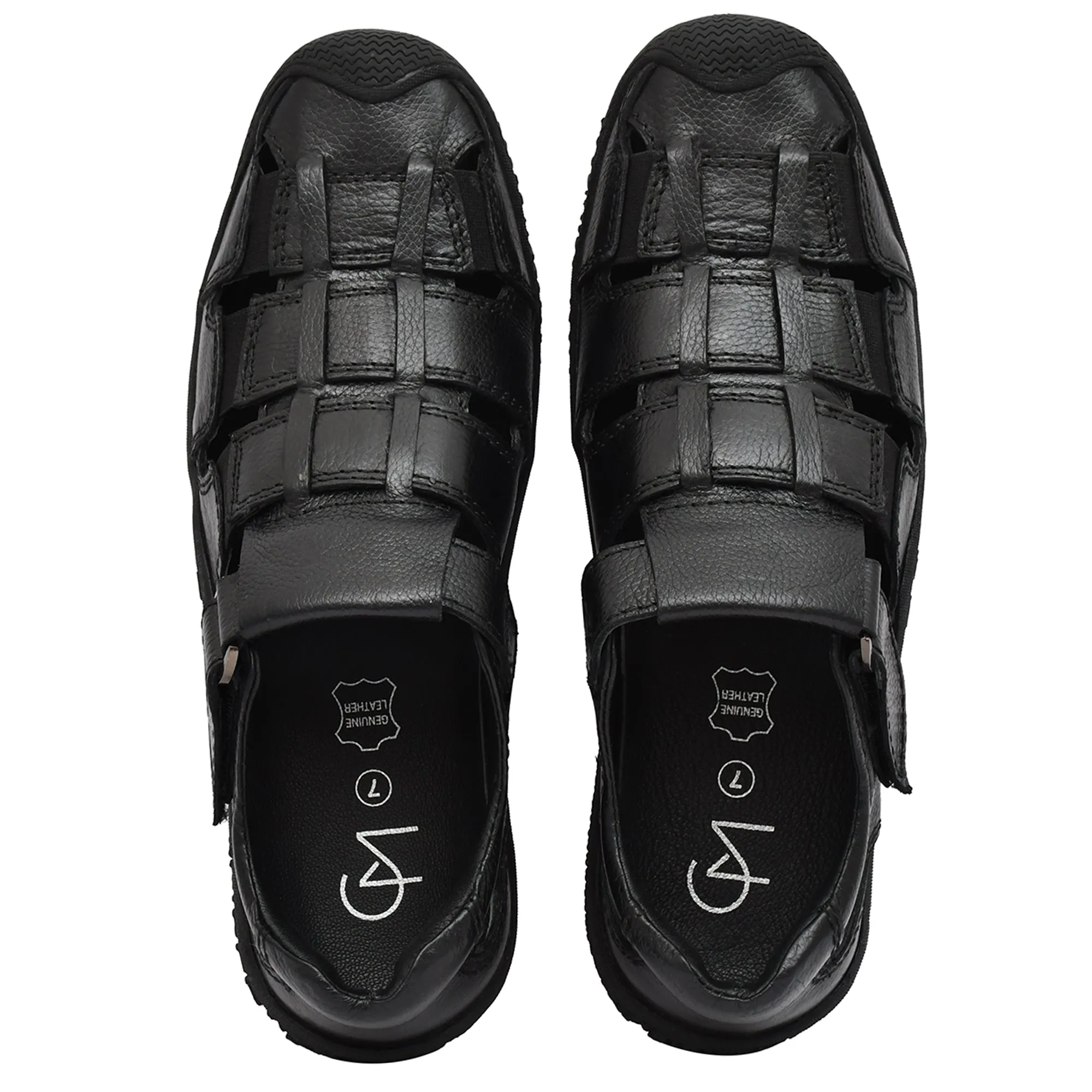 Comfortable and Stylish Black Leather Sandals by Country Maddox