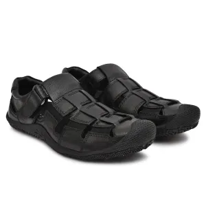 Comfortable and Stylish Black Leather Sandals by Country Maddox