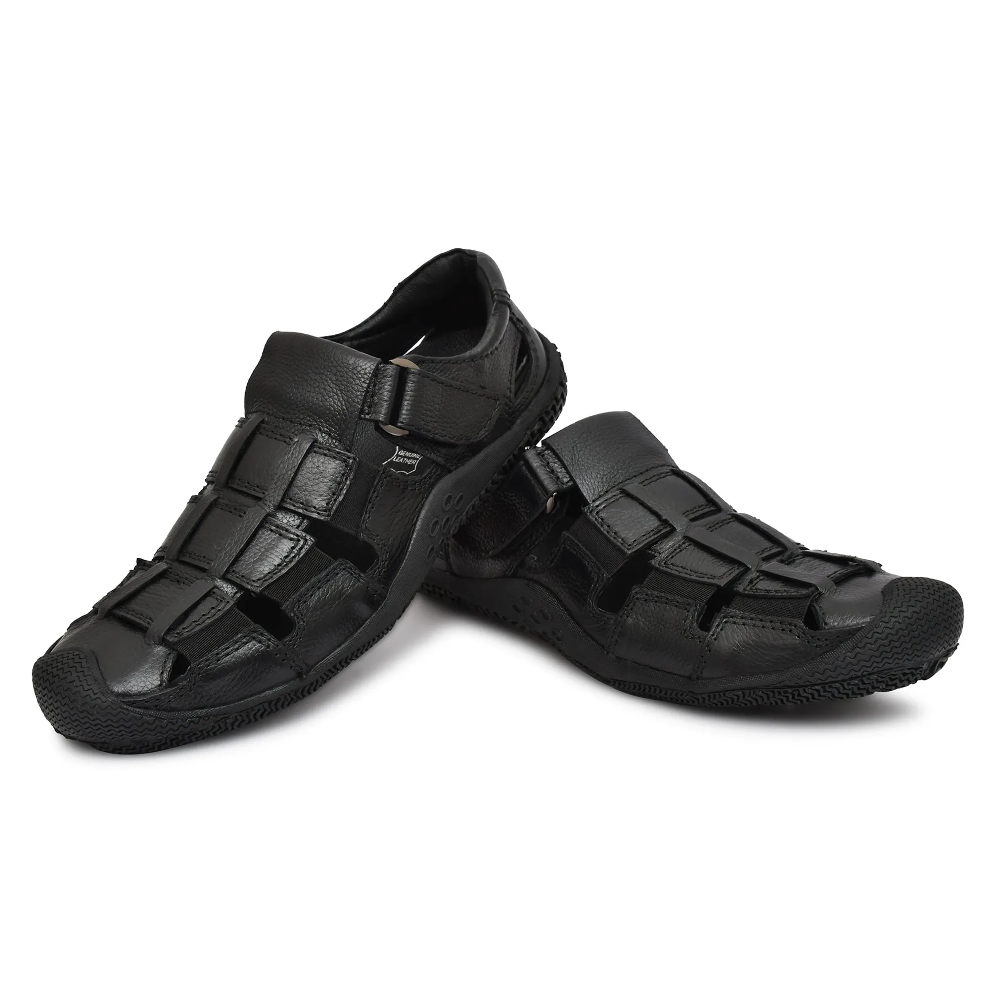 Comfortable and Stylish Black Leather Sandals by Country Maddox