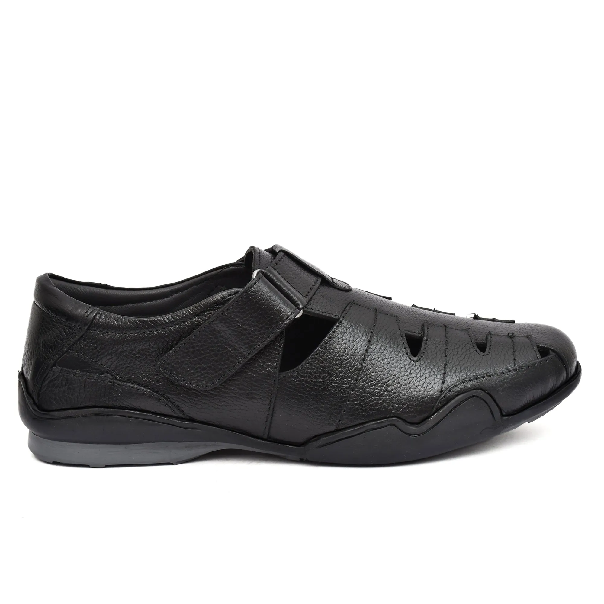 Comfortable and Stylish Black Leather Sandals for Men