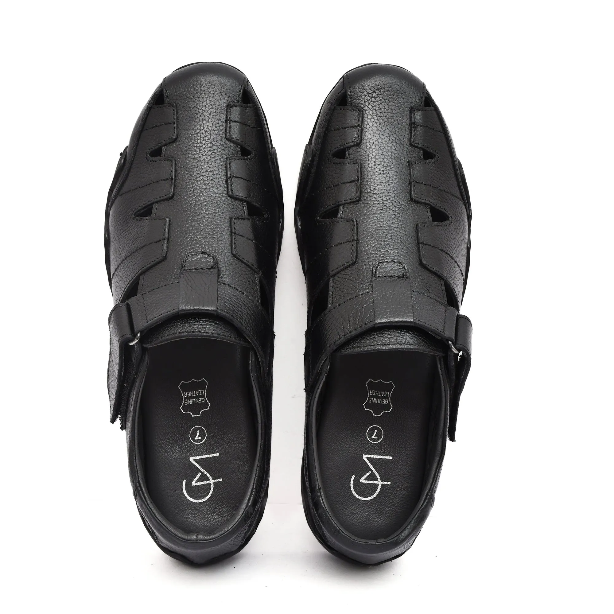 Comfortable and Stylish Black Leather Sandals for Men