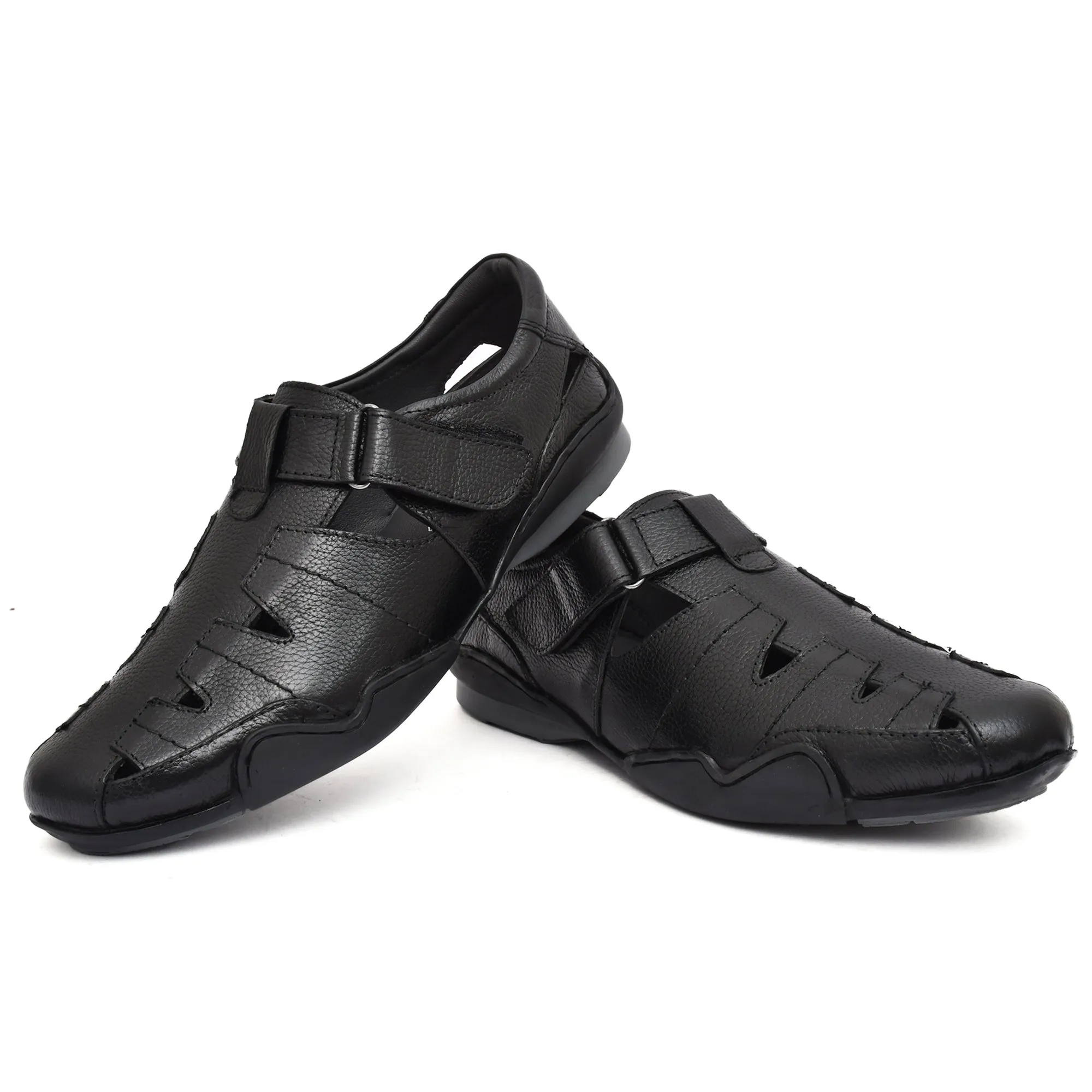 Comfortable and Stylish Black Leather Sandals for Men