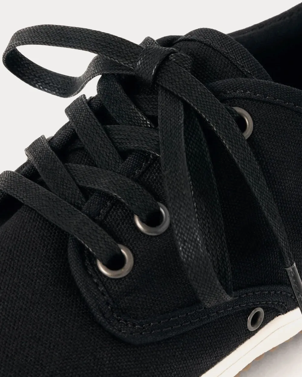Cotton Canvas Laced Black Low Top Sneakers