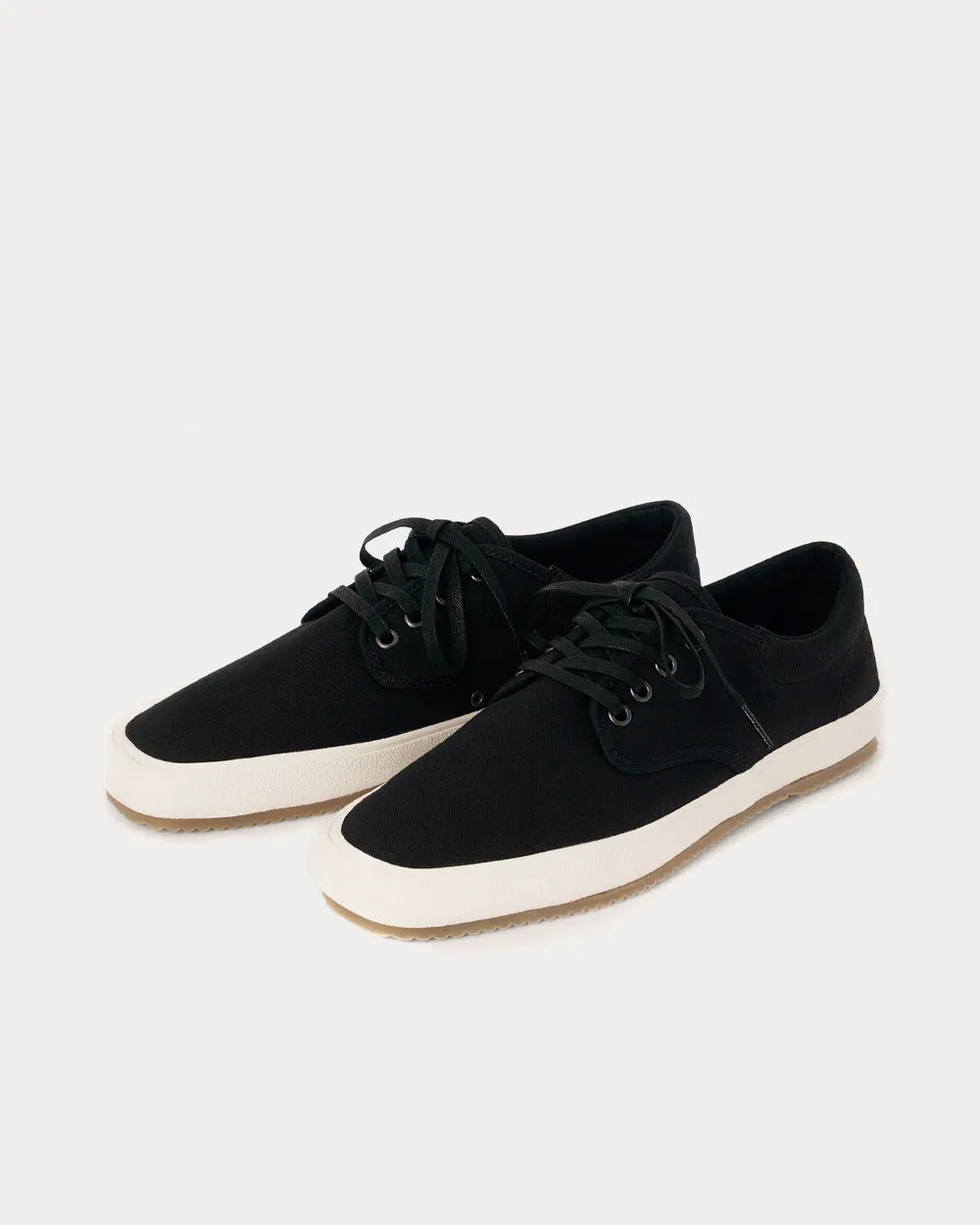 Cotton Canvas Laced Black Low Top Sneakers