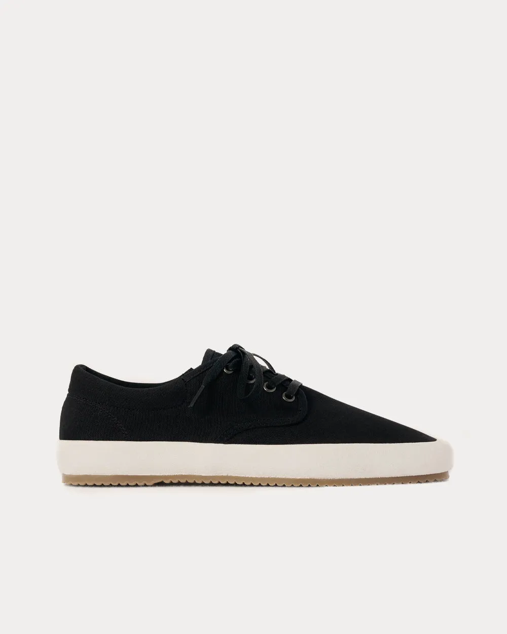 Cotton Canvas Laced Black Low Top Sneakers