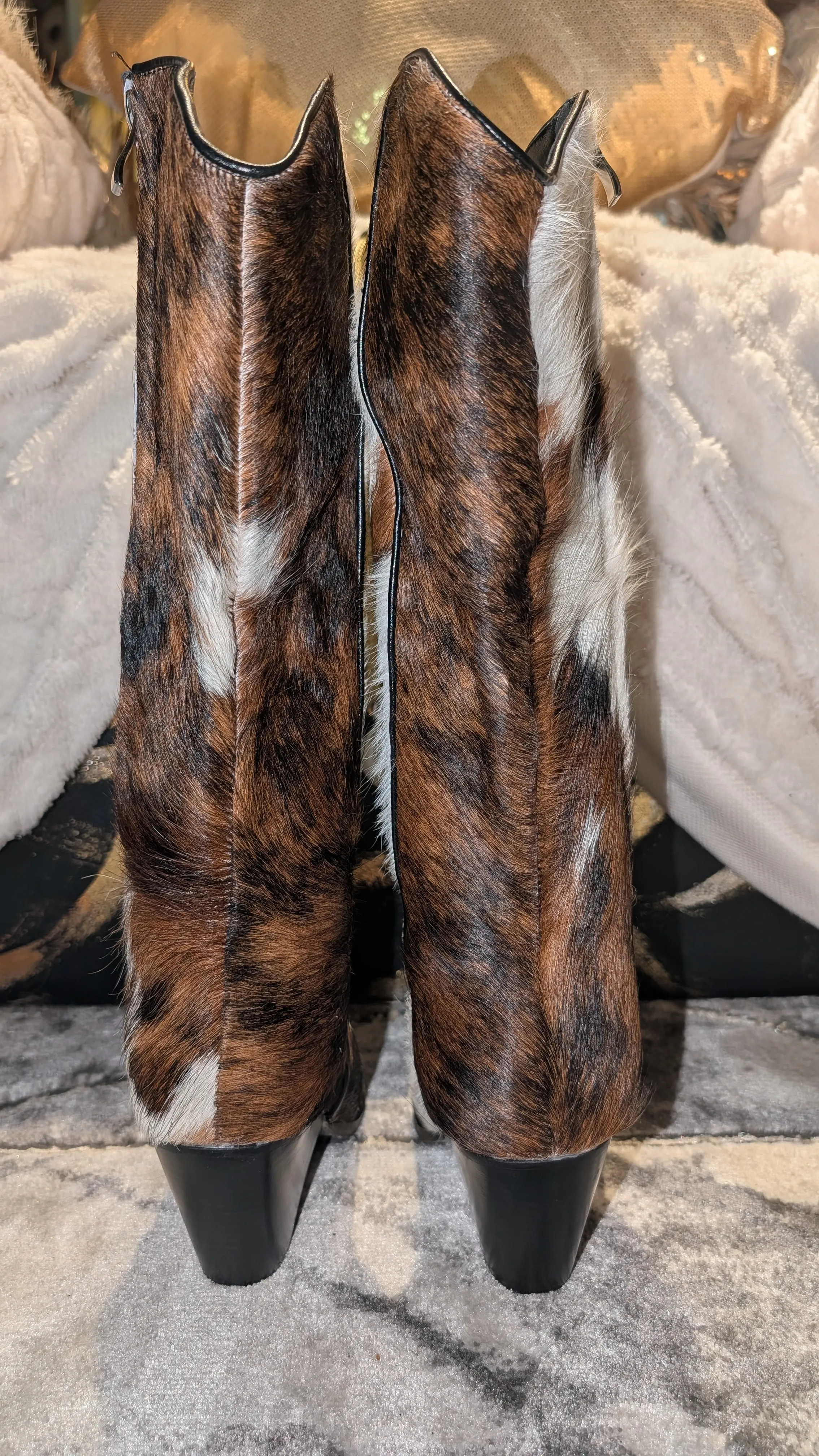 Cowboy Cow Hide Fur Boots