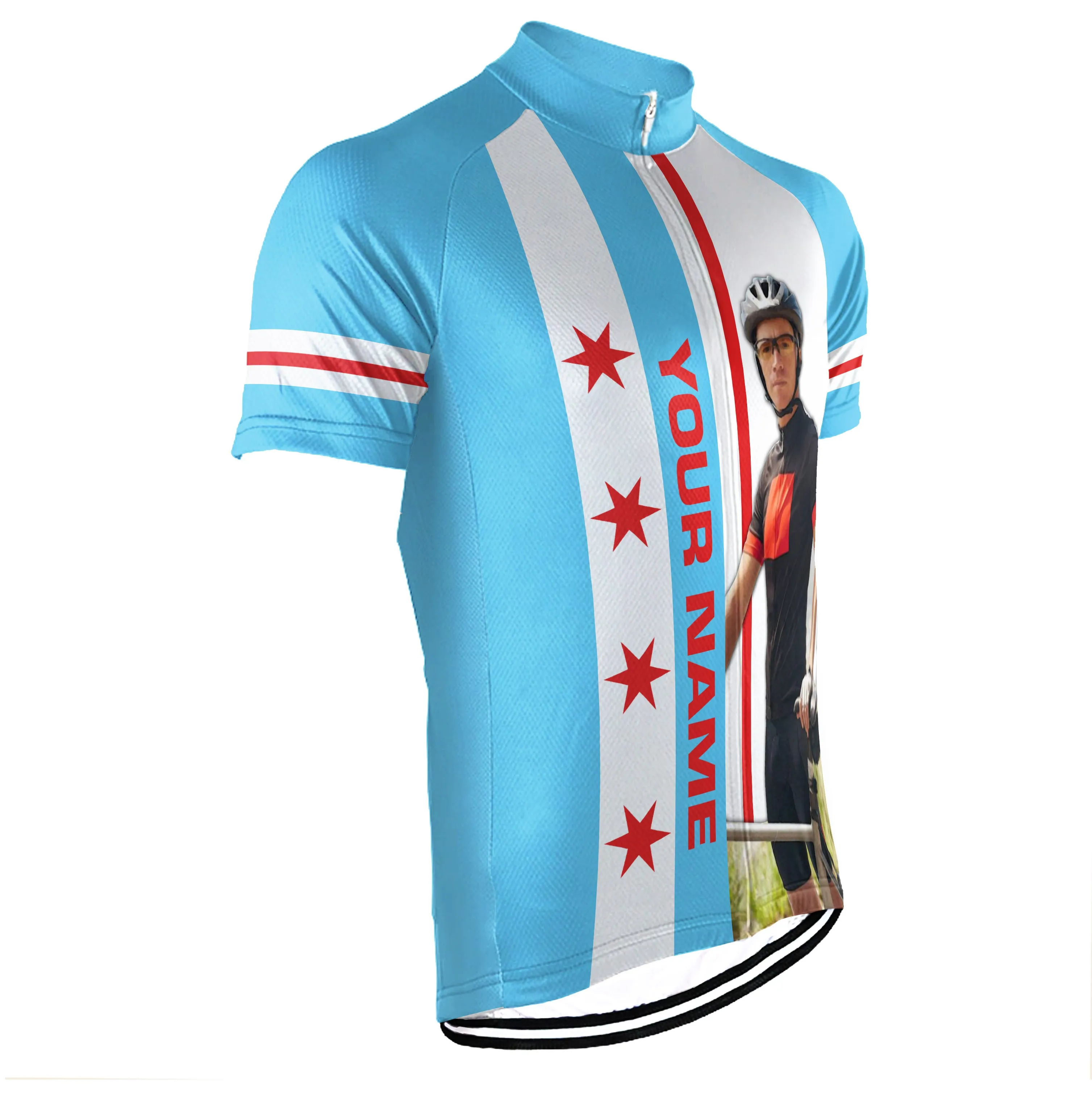 Customized Image Chicago Short Sleeve Cycling Jersey for Men